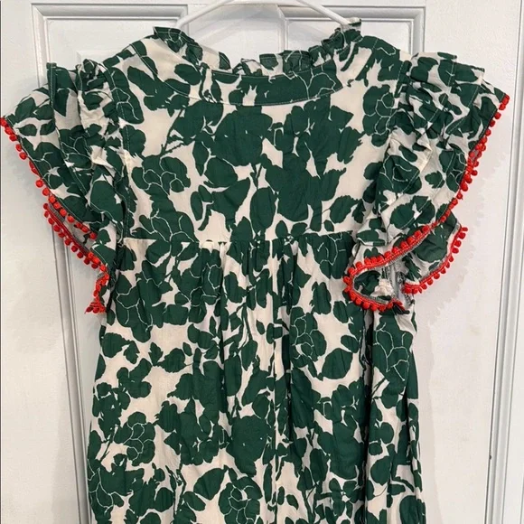 THML Green and White Flutter Sleeve dress - Picture 5 of 10